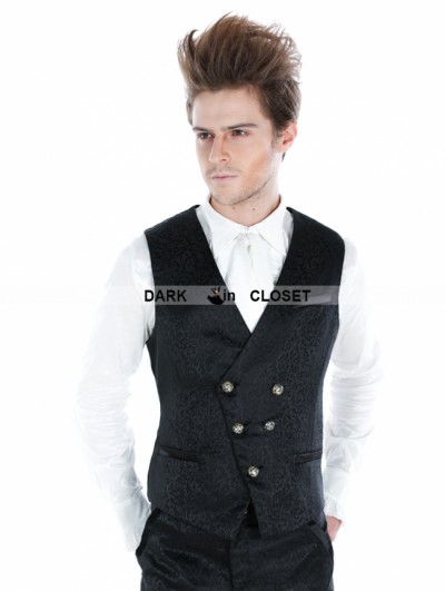 Pentagramme Black Gothic Palace Style Vest For Men