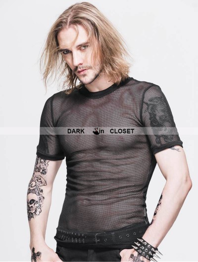 Devil Fashion Black Gothic Net Mens Short Sleeves T-Shirt