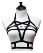 Black Double Layer Sexy Gothic Pentagram Harness Bra 0002
