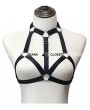 Black Elastic Gothic Hollow Out Harness Cupless Cage Bra 0018