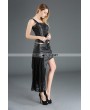 Pentagramme Black Gothic Punk Irregular PU Leather Lace Skirt