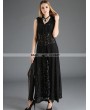 Pentagramme Black Gothic Lace Sleeveless Long Hoodie Outfit for Women