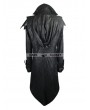 Devil Fashion Black Vintage PU Leather Gothic Trench Coat for Men