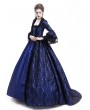 Rose Blooming Blue Ball Gown Victorian Costume Dress