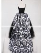Rose Bloooming Black Gothic Tulle Long Skirt with Train