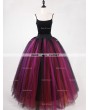 Rose Bloooming Black Multicolor Gothic Tulle Long Skirt