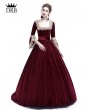 Rose Blooming Wine Red Velvet Ball Gown Theatrical Victorian Gown