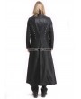 Pentagramme Black PU Leather Gothic Punk Military Style Long Trench Coat for Men