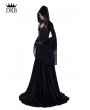 Rose Blooming Black Gothic Medieval Vampire Hooded Dress Costume