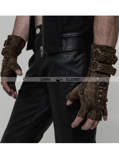 Punk Rave Coffee Steampunk Gloves for Men