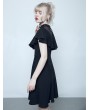 Punk Rave Black Summer Gothic Short Lotus Leaf Dress