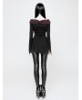 Punk Rave Black Gothic Off-the-Shoulder Asymmetric T-Shirt for Women