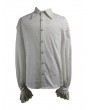 Devil Fashion White Gothic Retro Palace Style Men's Blouse with Detachable Bowtie