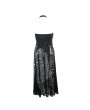 Devil Fashion Black Gothic Punk Halter Skull Net Long Dress