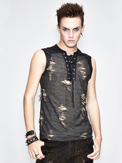 Devil Fashion Gothic Hole Sleeveless T-Shirt for Men