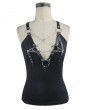 Devil Fashion Black Gothic Punk Pentagram Harness Sexy Tank Top for Women
