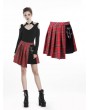 Dark in Love Red Gothic Punk Pleated Grid Irregular Hem Short Skirt
