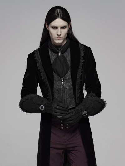 Punk Rave Black Gothic Victorian Luxuriant Nobility Gloves for Men