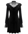 Dark in Love Black Gothic Lolita Long Sleeve Velvet Short Dress