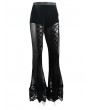 Devil Fashion Black Gothic Sexy Velvet Lace Long Flared Trousers for Women