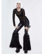 Devil Fashion Black Gothic Winter Faux Fur Leg Cuffs for Women