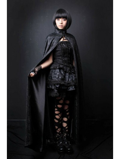 Pentagramme Black Lace High Collar Womens Gothic Cape