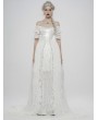 Punk Rave White Vintage Gothic Victorian off-the-Shoulder Long Dress