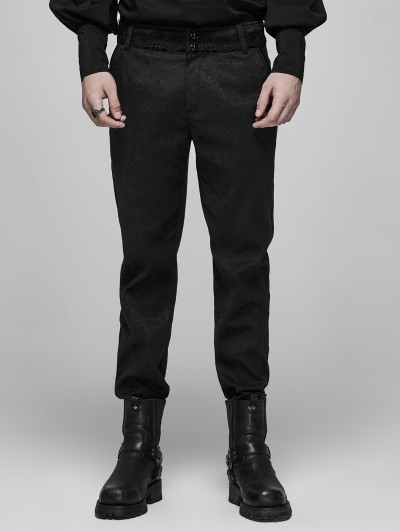 Punk Rave Black Vintage Gothic jacquard Long Pants for Men
