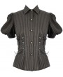 Devil Fashion Brown Stripe Steampunk Short Sleeve Shirt for Women