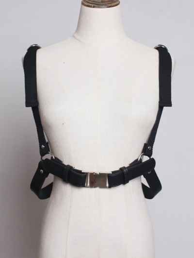 Black Gothic Punk PU Leather Belt Harness
