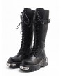 Black Gothic Punk Lace Up Knee Platform Boots for Women