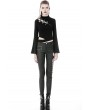 Dark in Love Black Gothic Punk Sexy Asymmetrical PU Leather Trousers for Women
