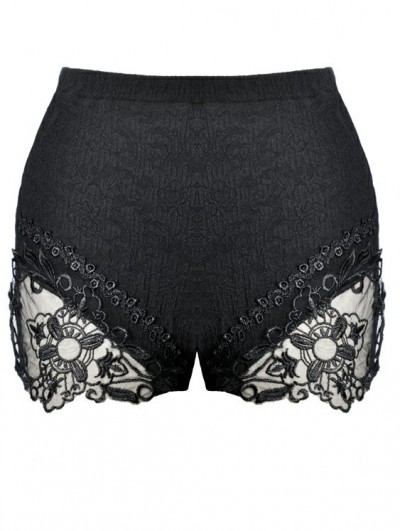 Dark in Love Black Gothic Lace Short Leggings for Women