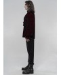 Punk Rave Dark Red Retro Velvet Gothic Long Sleeve Shirt for Men