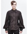 Devil Fashion Brown Gothic Steampunk Striped Long Sleeve Shirt for Men