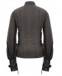 Devil Fashion Brown Gothic Steampunk Striped Long Sleeve Shirt for Men