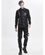 Devil Fashion Black Gothic Punk Do Old Denim Long Sleeve Shirt for Men