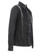 Devil Fashion Black Gothic Punk Do Old Denim Long Sleeve Shirt for Men