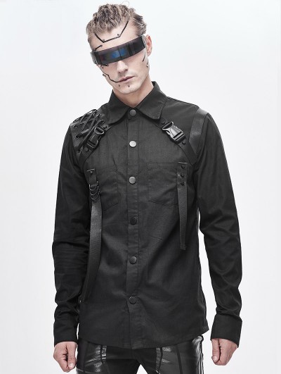 Devil Fashion Black Gothic Punk Long Sleeve Shirt for Men