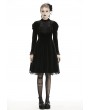 Dark in Love Black Gothic Doll Velvet Long Sleeves Midi Dress