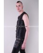 Pentagramme Black Sleeveless Leather Buckle Belt Gothic Top for Men