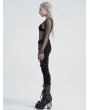 Punk Rave Black Gothic Daily Wear Perspective Mesh T-Shirt for Women