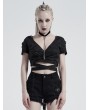 Punk Rave Black Gothic Bandage Cross Short Sleeve Casual T-Shirt for Women