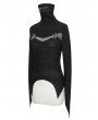 Devil Fashion Black Gothic Punk Jacquard Mask Hollowed-out Long Sleeve T-Shirt for Women