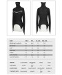 Devil Fashion Black Gothic Punk Jacquard Mask Hollowed-out Long Sleeve T-Shirt for Women