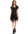 Pentagramme Black Gothic Short Puff Sleeve Casual Shirt for Women