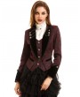 Pentagramme Black and Red Vintage Jacquard Gothic Short Coat for Women