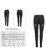 Devil Fashion Black and Red Gothic Punk Rivet Legging for Women