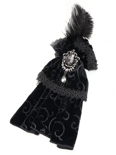Devil Fashion Black Gothic Retro Velvet Bowtie