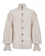 Devil Fashion White Gothic Vintage Jacquard Long Lantern Sleeve Shirt for Men
